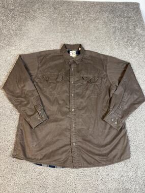 Red Head Brand Co. Shirt Mens XL Brown Flannel Lined Button Up Twill Heavyweight